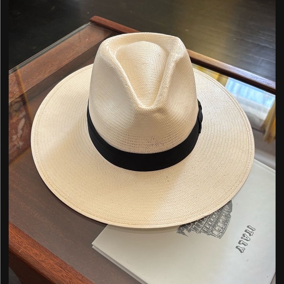Stetson Accessories - Stetson Cream Fedora with Black Interior Panama straw hat wide brim rancher